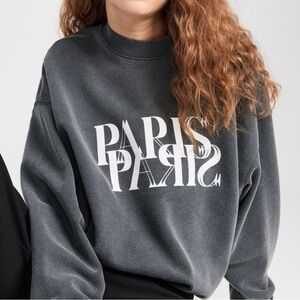 Anine Bing Paris Graphic Crewneck Sweater - Dark Gray